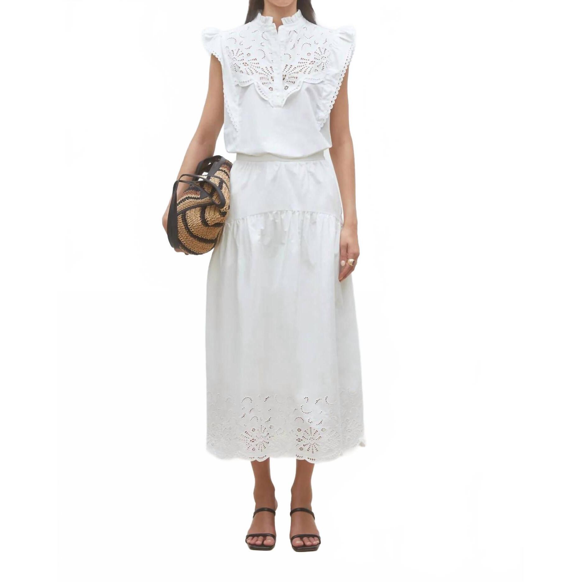New Suncoo Flavie Jupe Midi Skirt In White